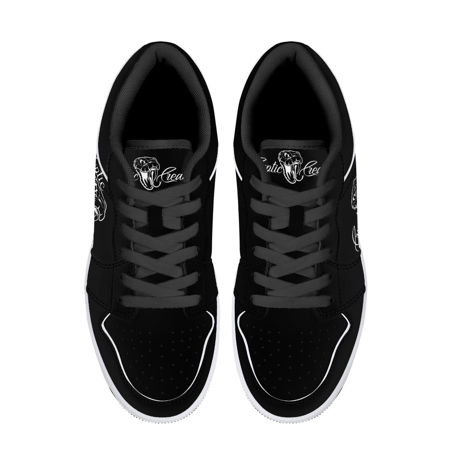Cryptic Low-Top Synthetic Leather Sneakers, Black