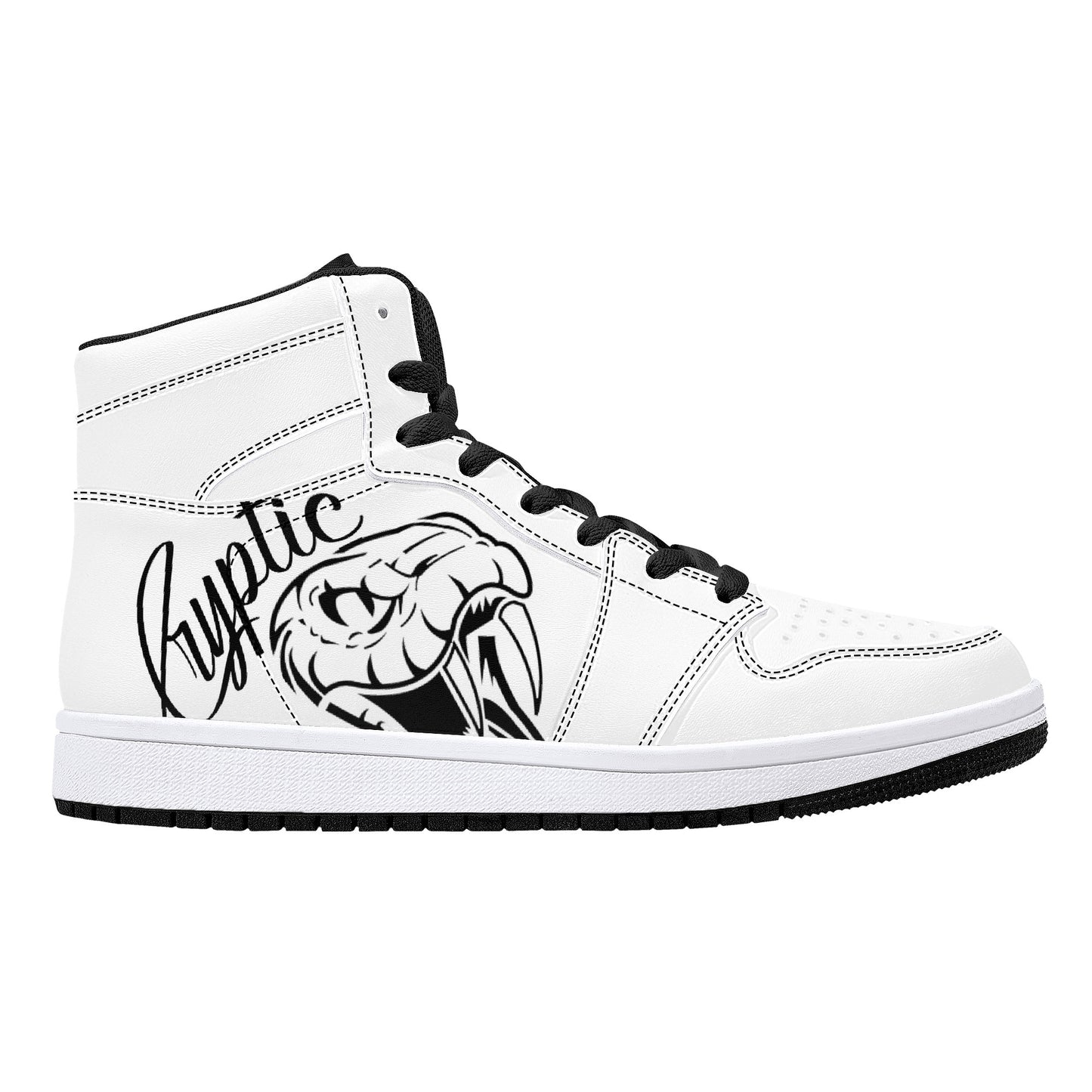 Cryptic High-Top Synthetic Leather Sneakers, White