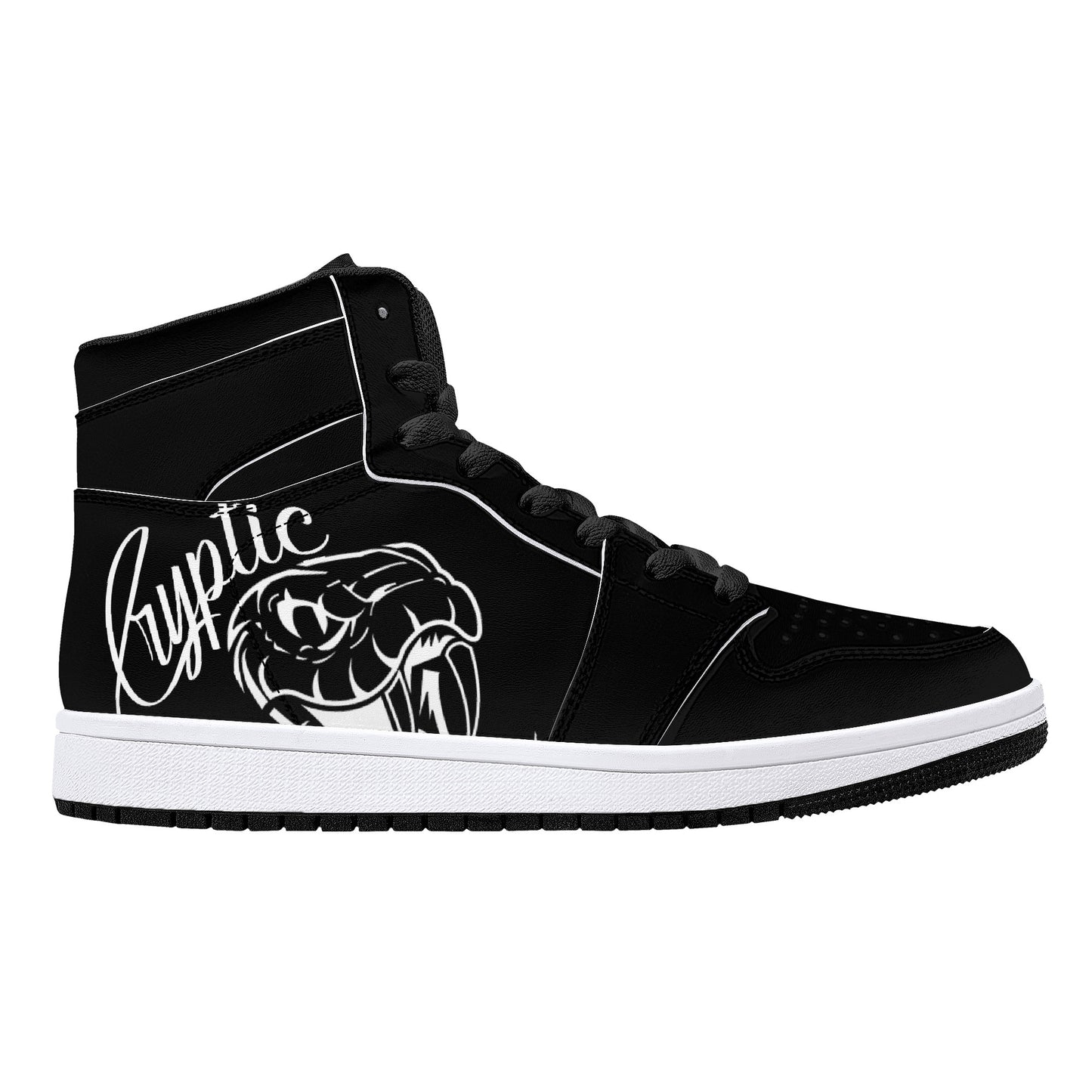 Cryptic High-Top Synthetic Leather Sneakers, Black