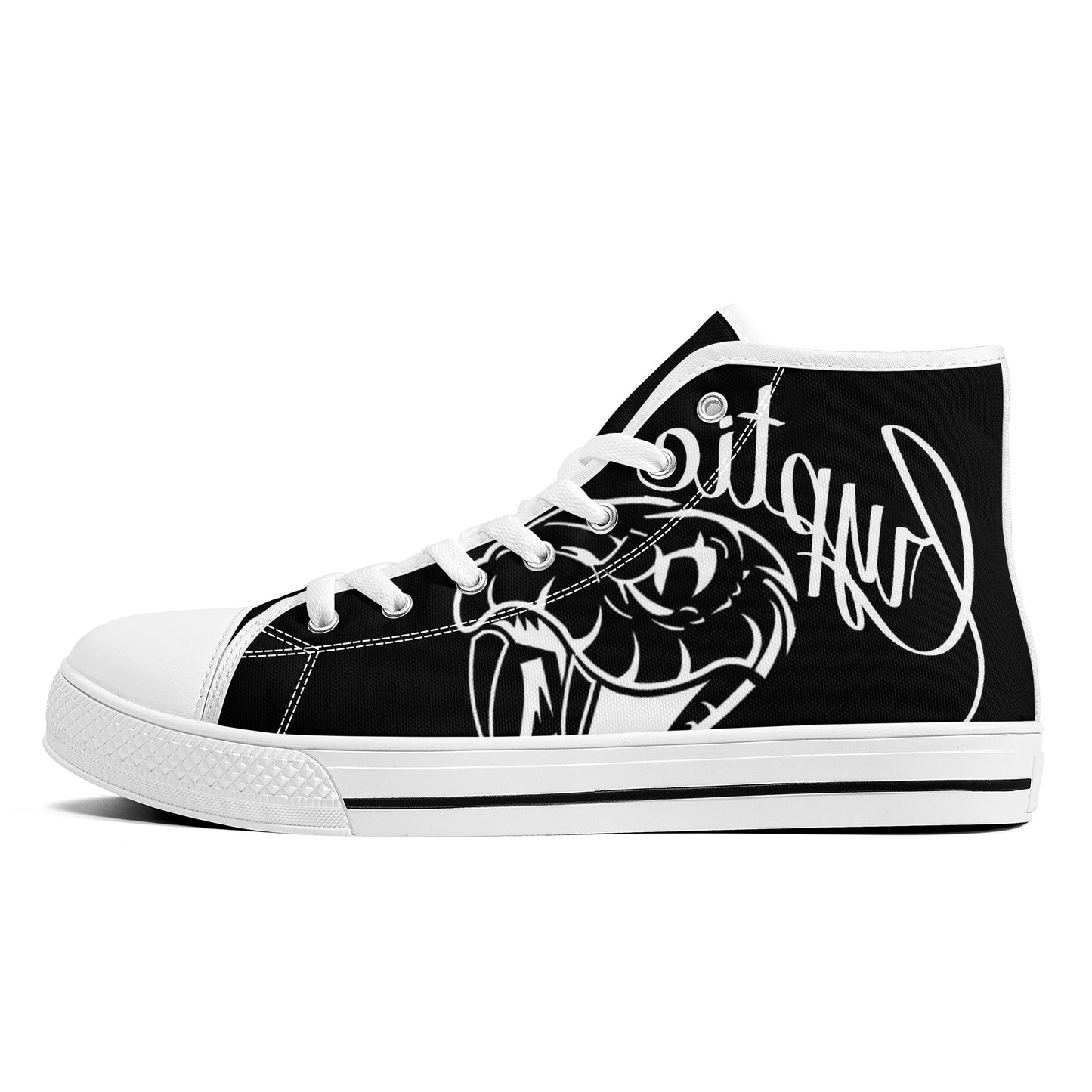 Cryptic High-Top Canvas Shoes With Customized Tongue, Black
