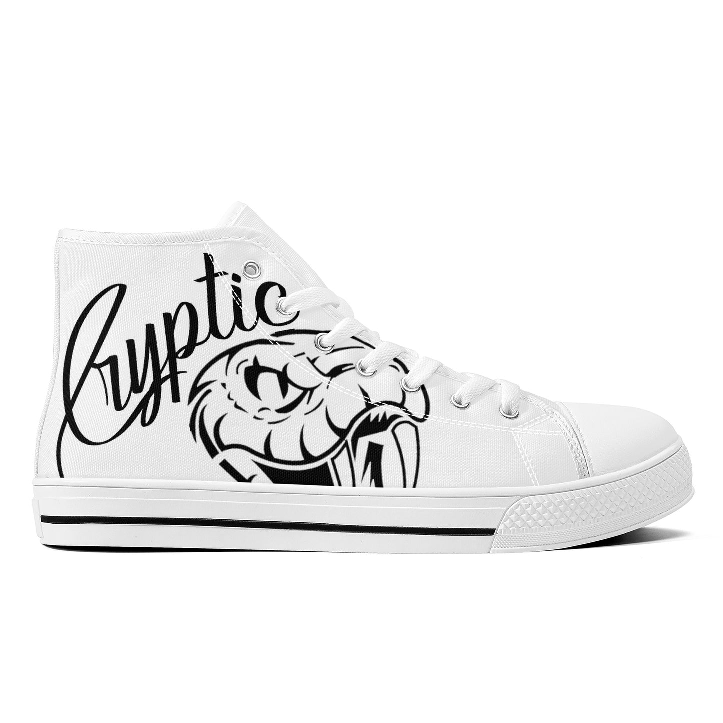 Cryptic High-Top Canvas Shoes With Customized Tongue, White