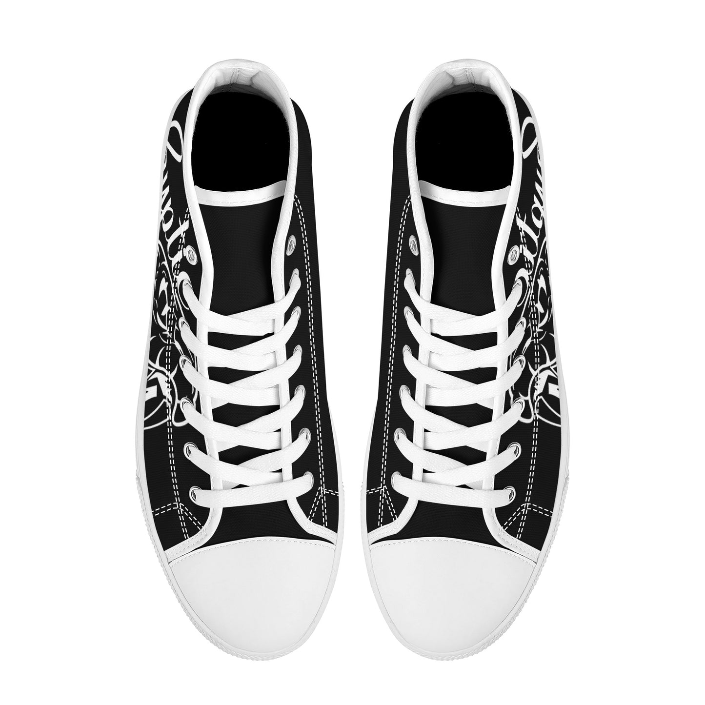 Cryptic High-Top Canvas Shoes With Customized Tongue, Black