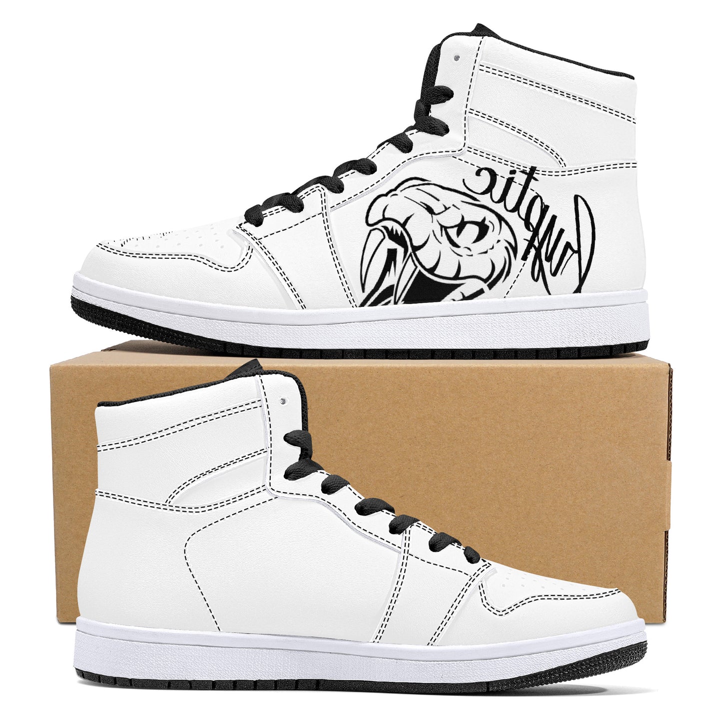 Cryptic High-Top Synthetic Leather Sneakers, White