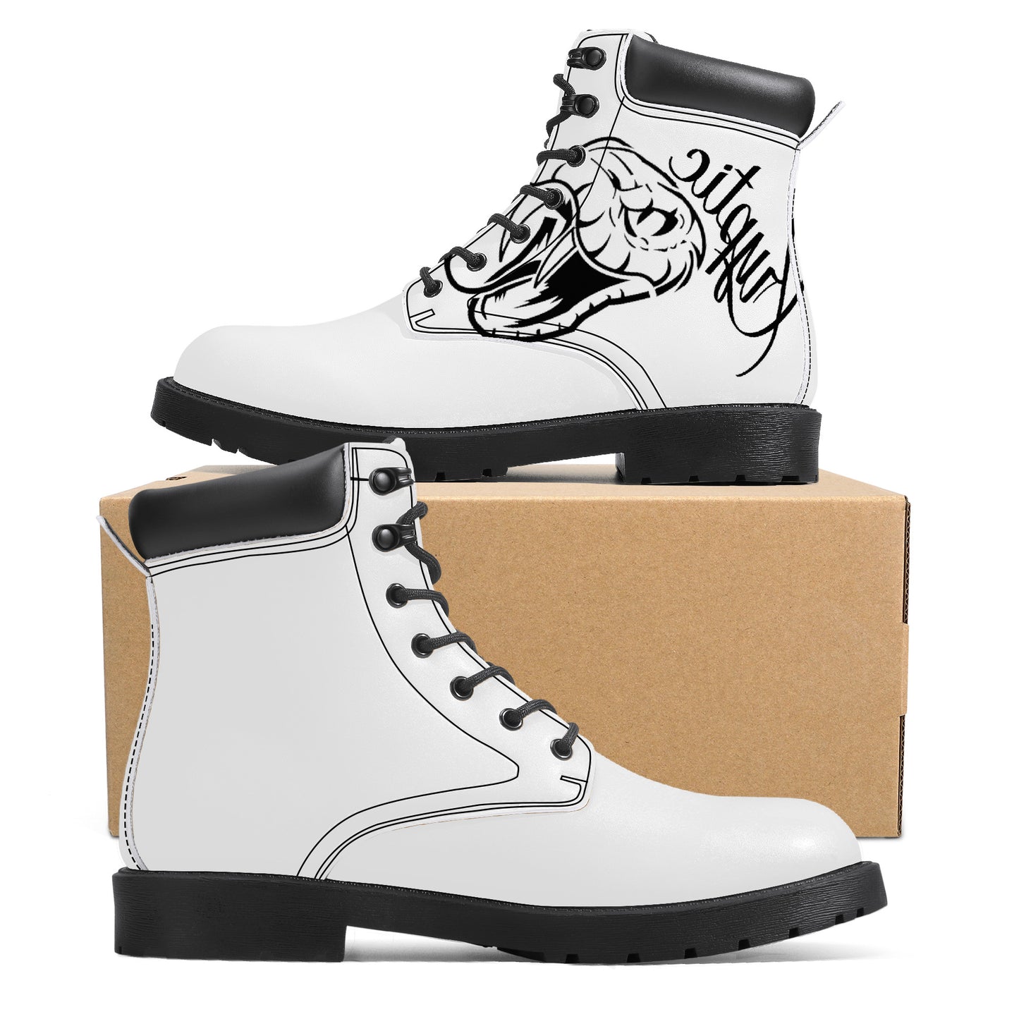 Cryptic Synthetic Leather Boots, White