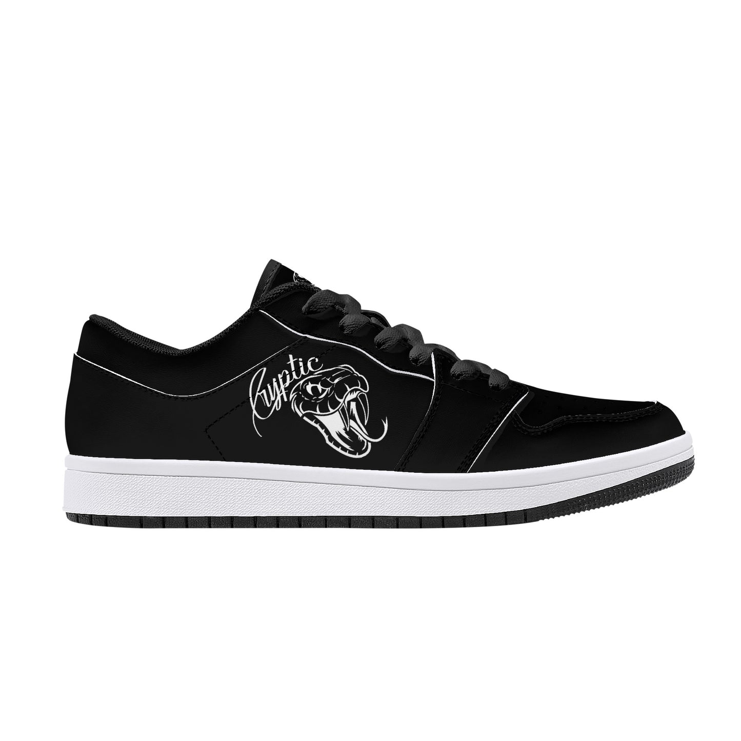 Cryptic Low-Top Synthetic Leather Sneakers, Black