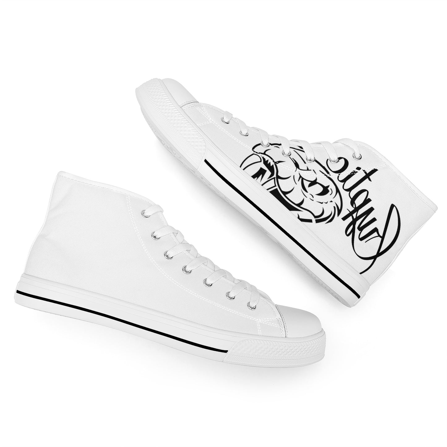 Cryptic High-Top Canvas Shoes With Customized Tongue, White