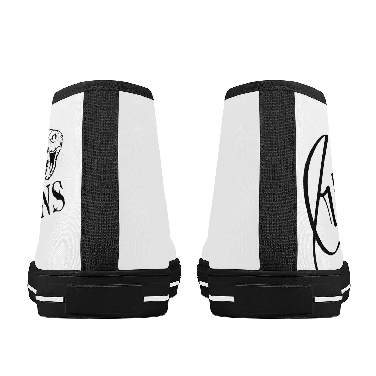 Cryptic High-Top Canvas Shoes With Customized Tongue, Black & White