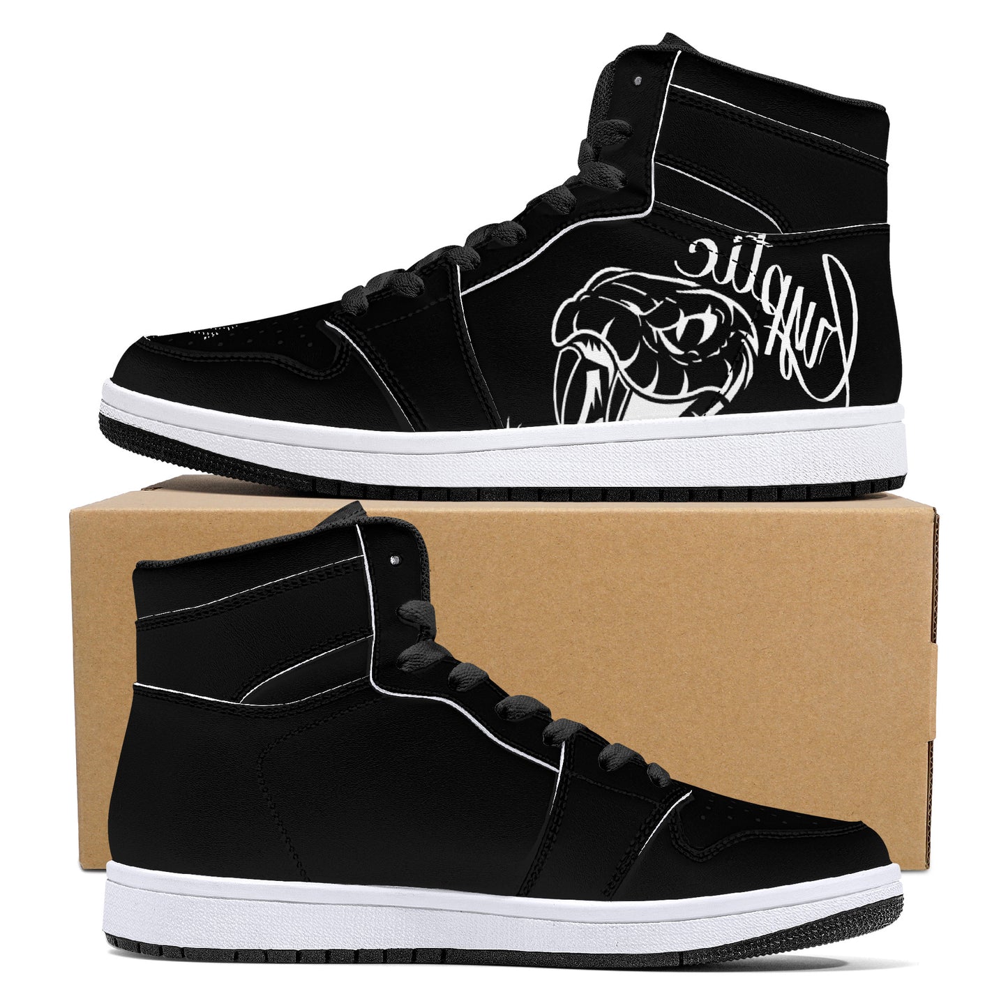 Cryptic High-Top Synthetic Leather Sneakers, Black