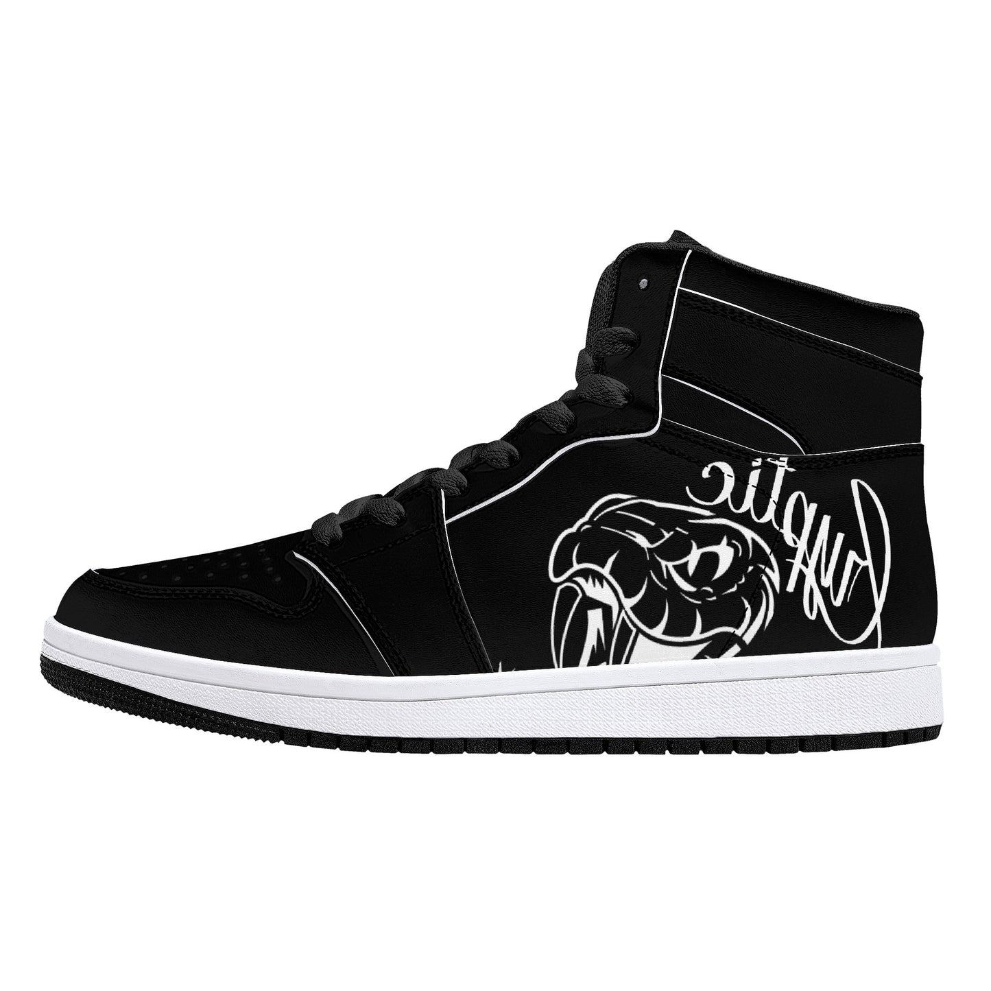 Cryptic High-Top Synthetic Leather Sneakers, Black