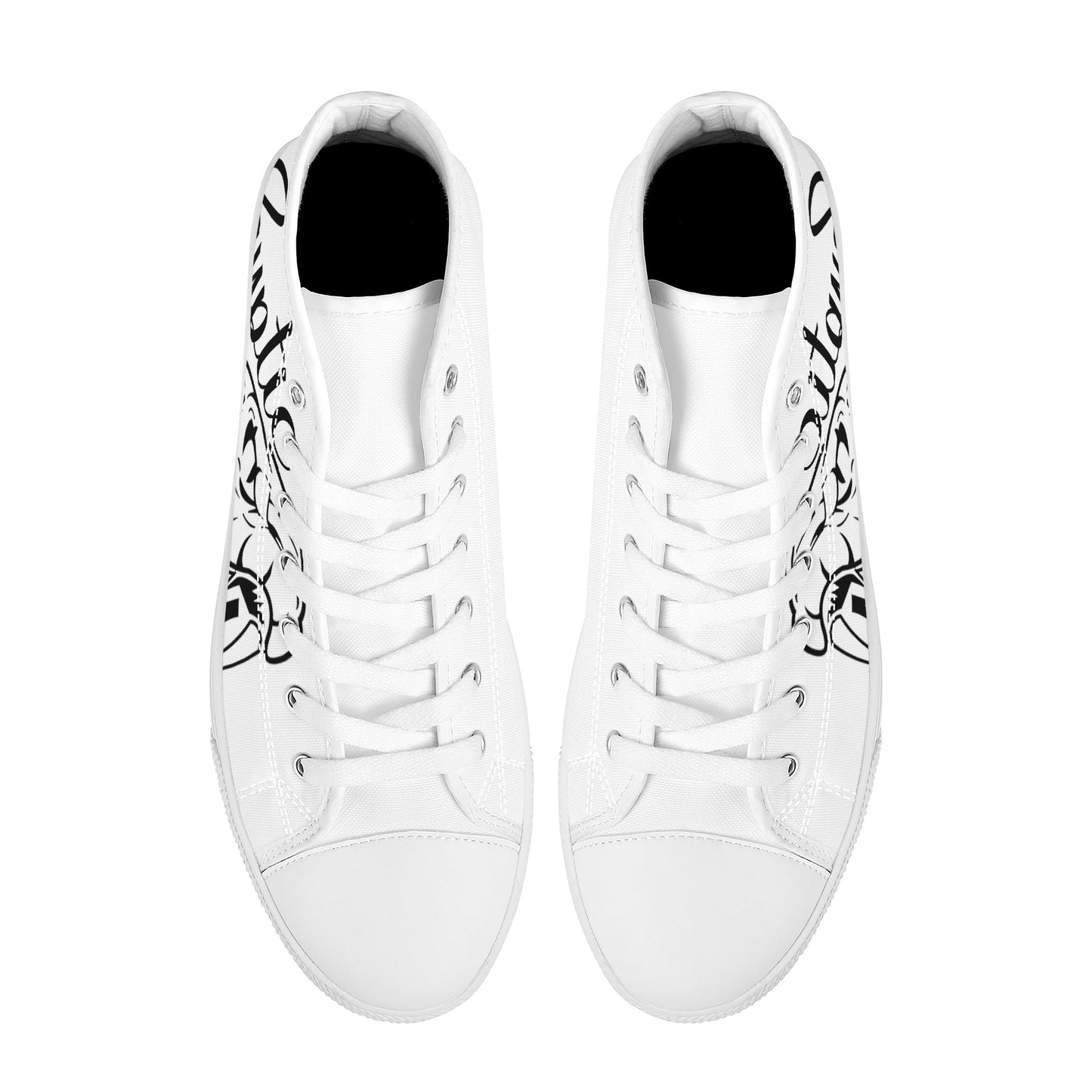 Cryptic High-Top Canvas Shoes With Customized Tongue, White