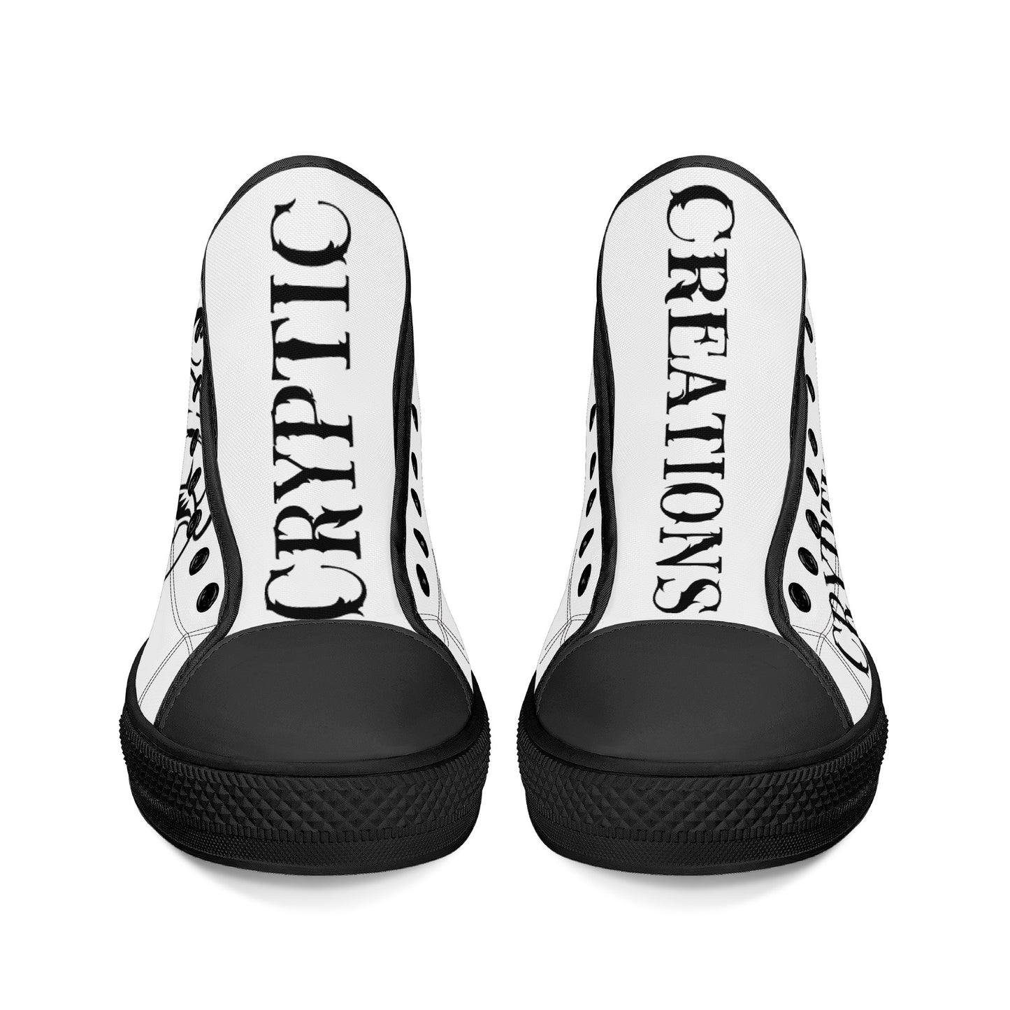 Cryptic High-Top Canvas Shoes With Customized Tongue, Black & White