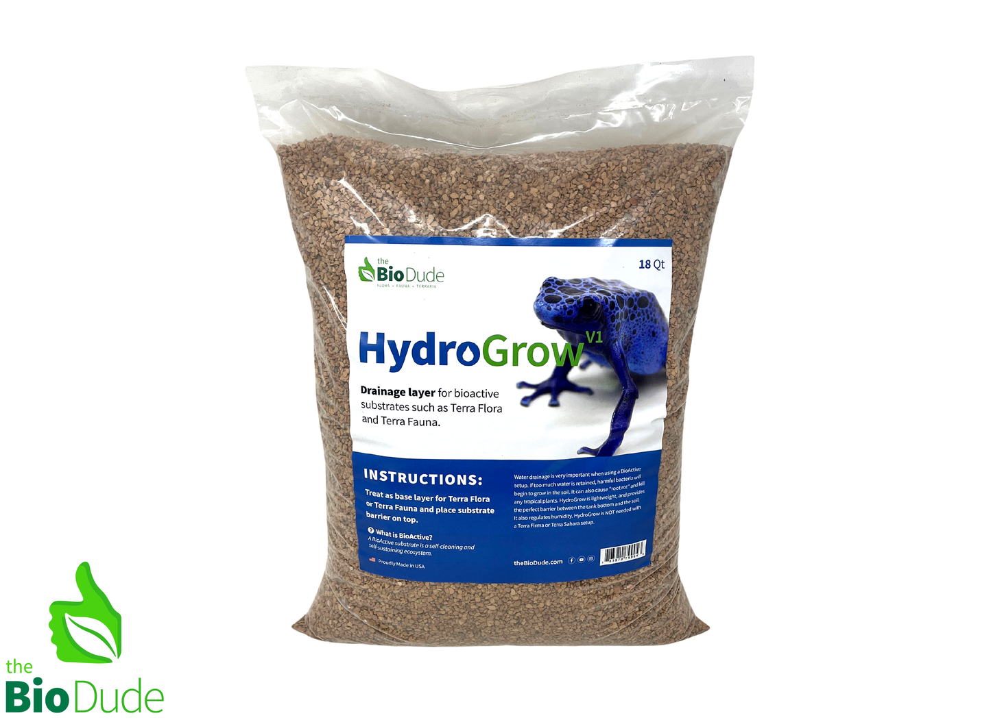 The Bio Dude - HydroGrow V1 Drainage Layer 18 QT - Drainage layer for terrariums - DS