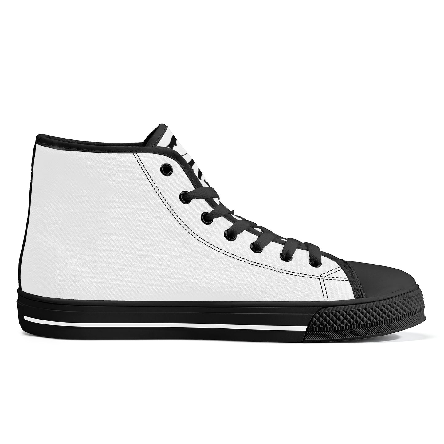 Cryptic High-Top Canvas Shoes With Customized Tongue, Black & White