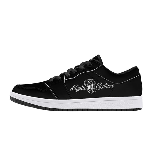Cryptic Low-Top Synthetic Leather Sneakers, Black