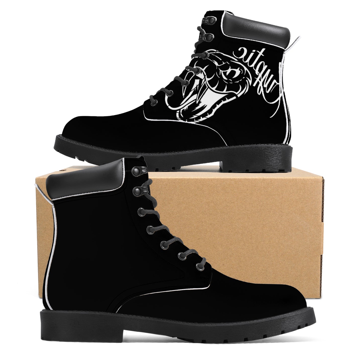 Cryptic Synthetic Leather Boots, Black