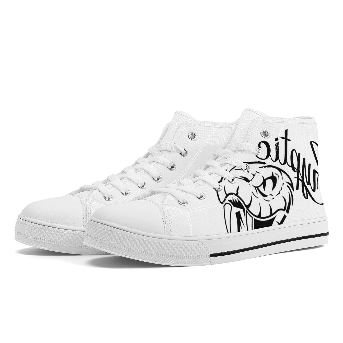 Cryptic High-Top Canvas Shoes With Customized Tongue, White